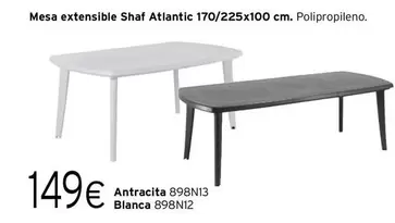 Oferta de Atlantic - Mesa Extensible Shaf  170/225x100 Cm. por 149€ en Cadena88