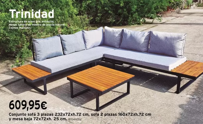 Oferta de Antracita - Conjunto Sofa 3 Plazas 232x72ch.72 Cm. Sofa 2 Plazas por 609,95€ en Cadena88