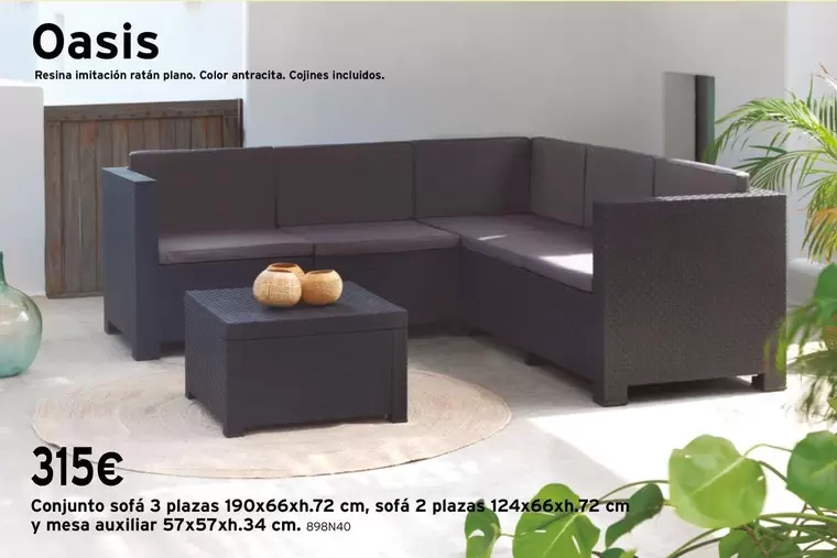 Oferta de Antracita - Conjunto Sofa 3 Plazas 190x66h.h.72 Cm. Sofá 2 Plazas por 315€ en Cadena88