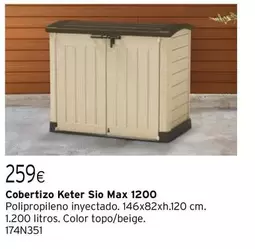 Oferta de Keter - Cobertizo Keter Sio Max 1200 por 259€ en Cadena88