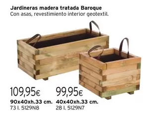 Oferta de Jardineras Madera Tratada por 109,95€ en Cadena88