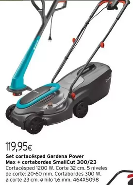 Oferta de Set Cortaçéped Gardena Power Max + Cortadores Smallcut 300/23 por 119,95€ en Cadena88