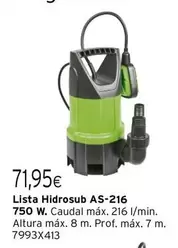 Oferta de Lista -  Hidrosub As-216 por 71,95€ en Cadena88