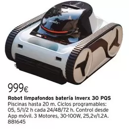 Oferta de PQS - Robot Limpafondos Batería Inverx 30 Pqs por 999€ en Cadena88