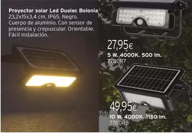 Oferta de Duolec - Proyector Solar Led Bolonia por 49,95€ en Cadena88