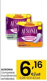 Oferta de Ausonia - Compresas Incontinencia Señalizadas  por 6,16€ en Eroski