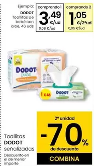 Oferta de Dodot - Toallitas De Bebe Con Aloe por 3,49€ en Eroski