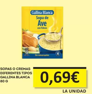 Oferta de Gallina Blanca - Sopas O Cremas Diferentes Tipos por 0,69€ en Economy Cash