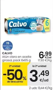 Oferta de Calvo - Atun Claro En Aceite Girasol por 6,99€ en Eroski