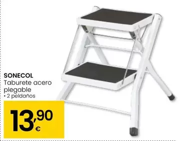 Oferta de Sonecol - Taburete Acero Plegable por 13,9€ en Eroski