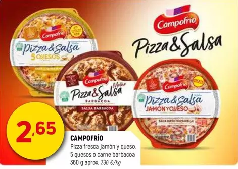 Oferta de Campofrío - Pizza Fresca Jamón Y Queso por 2,65€ en Coviran