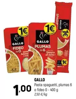 Oferta de Gallo - Pasta Spaguetti, Plumas 6 O Fideo por 1€ en Coviran