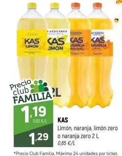 Oferta de Kas - Limon, Naranja, Limon Zero O Naranja Zero por 1,19€ en Coviran