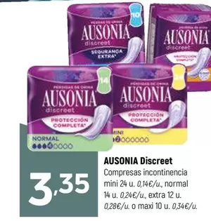 Oferta de Ausonia - Discreet Compresas Incontinencia Mini por 3,35€ en Coviran