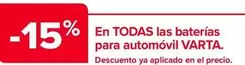 Oferta de Varta - En Todas Las Baterias Para Automovil en Carrefour