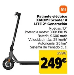 Oferta de Xiaomi - Patinete Electrico Scooter 4 Lite 2 Generacion por 249€ en Carrefour