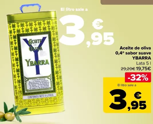 Oferta de Ybarra - Aceite De Oliva 0,4º Sabor Suave por 19,75€ en Carrefour