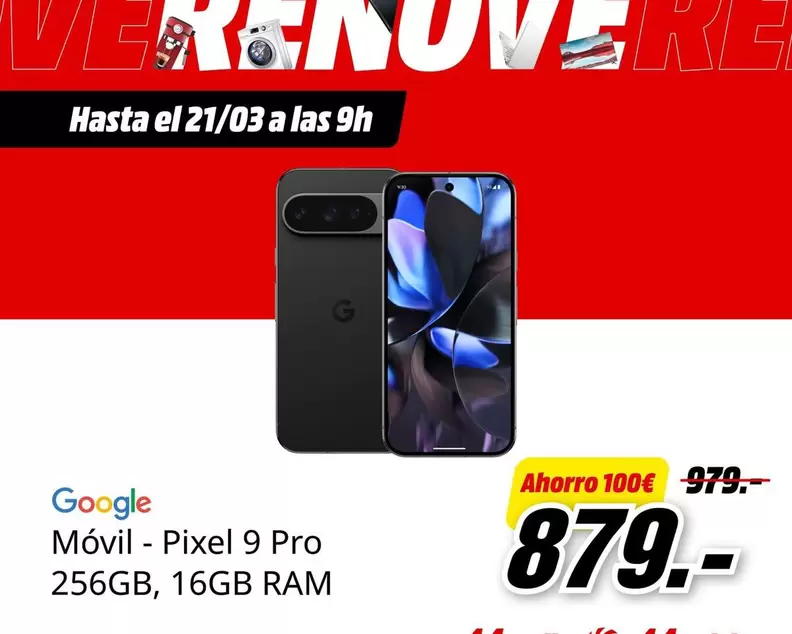 Oferta de Google - Pixel por 879€ en MediaMarkt