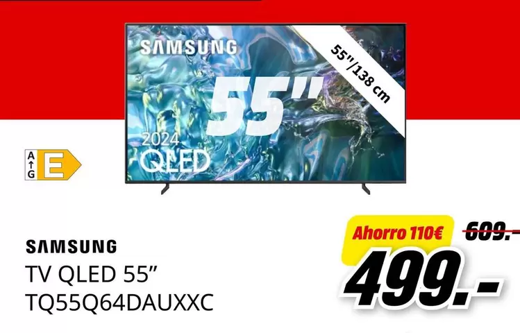 Oferta de Samsung - Tv Qled 55" Tq55q64dauxxc por 499€ en MediaMarkt