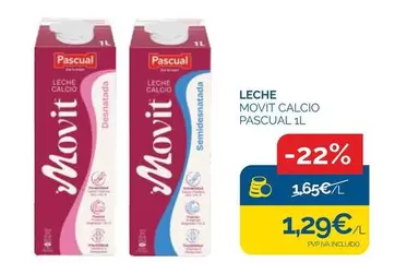 Oferta de Pascual - Leche Movit Calcio por 1,29€ en Cash Ecofamilia