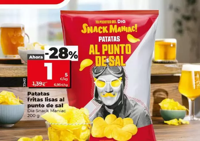 Oferta de Dia Snack Maniac - Patatas Fritas Lisas Al Punto De Sal por 1€ en Dia