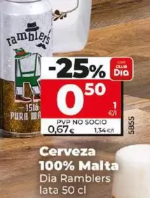 Oferta de Dia Ramblers - Cerveza 100% Malta por 0,5€ en Dia