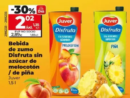 Oferta de Juver - Bebida De Zumo Disfruta Sin Azucar De Melocoton / De Pina por 2,02€ en Dia