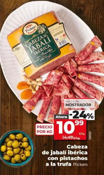 Oferta de Picken - Cabeza De Jabalí Iberica Con Pistachos A La Trufa por 10,99€ en Dia