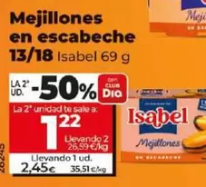 Oferta de Isabel - Mejillones En Escabeche 13/18  por 2,45€ en Dia