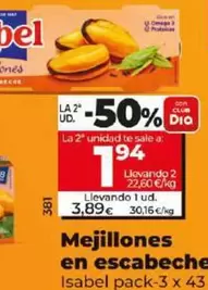 Oferta de Isabel - Mejillones En Escabeche por 3,89€ en Dia