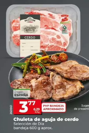 Oferta de Seleccion De Dia - Chuleta De Aguja De Cerdo por 3,77€ en Dia