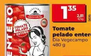 Oferta de Dia Vegecampo - Tomate Pelado Entero por 1,35€ en Dia