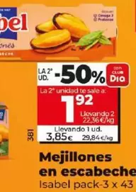 Oferta de Isabel - Mejillones En Escabeche por 3,85€ en Dia