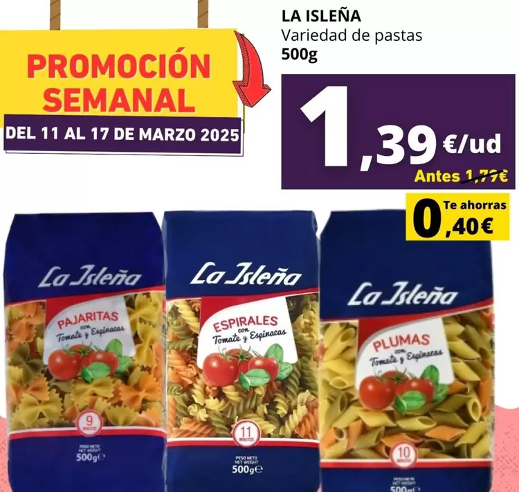 Oferta de La Isleña - Variedad De Pastas por 1,39€ en Supermercados Tu Alteza