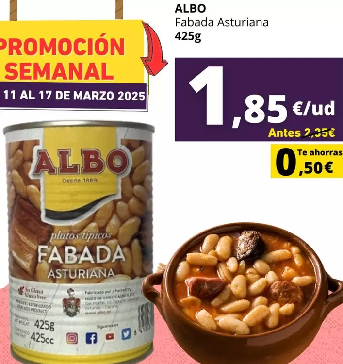 Oferta de Albo - Fabada Asturiana por 1,85€ en Supermercados Tu Alteza