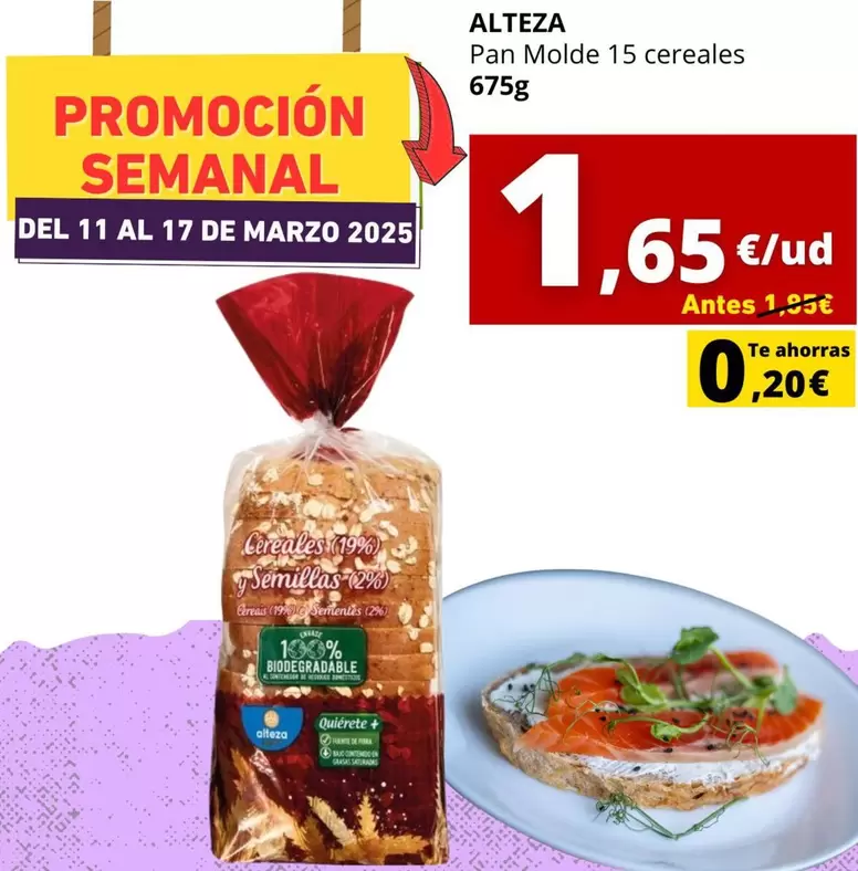 Oferta de Pan Molde 15 Cereales por 1,65€ en Tu Trébol Hipermercados