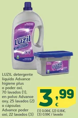 Oferta de Luzil - Detergente Liquido Advance Higiene Plus O Poder Oxi por 3,99€ en HiperDino