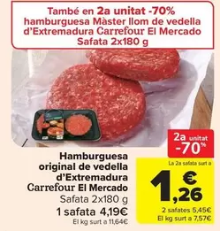 Oferta de Carrefour El Mercado - Hamburguesa Original De Vedella d'Extremadura  por 4,19€ en Carrefour Market