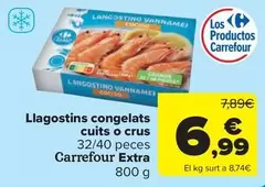 Oferta de Carrefour - Llagostins Congelats Cuits O Crus por 6,99€ en Carrefour Market