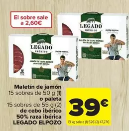 Oferta de Legado ElPozo - Maletín De Jamón O Paleta De Cebo Ibérico 50% Raza Ibérica por 39€ en Carrefour Market