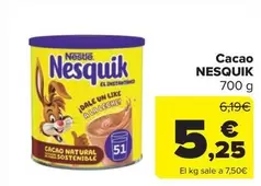 Oferta de Nestlé - Cacao Nesquik por 5,25€ en Carrefour Market