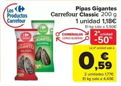 Oferta de Carrefour - Pipas Gigantes Classic por 1,18€ en Carrefour Market