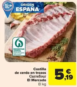 Oferta de Carrefour - Costilla De Cerdo En Trozos El Mercado por 5,19€ en Carrefour Market