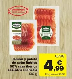 Oferta de Legado ElPozo - Jamon Y Paleta De Cebo Iberico 50% Raza Iberica por 4,99€ en Carrefour Market