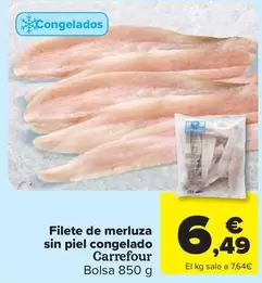 Oferta de Carrefour - Filete De Merluza Sin Piel Congelado por 6,49€ en Carrefour Market