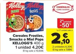 Oferta de Kellogg's - Cereales Frosties, Smacks O Miel Pops por 4,2€ en Carrefour Market