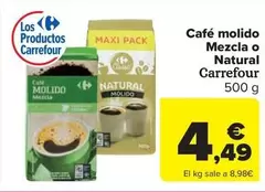 Oferta de Carrefour - Café Molido Mezcla O Natural por 4,49€ en Carrefour Market