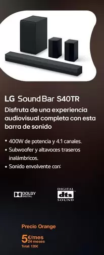 Oferta de LG - Soundbar S40TR por 120€ en Orange