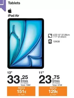 Oferta de Total - Tablets Ipad Air por 33,25€ en Orange