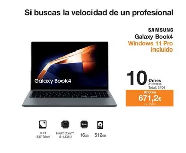 Oferta de Ram - Galaxy Book4 por 10€ en Orange